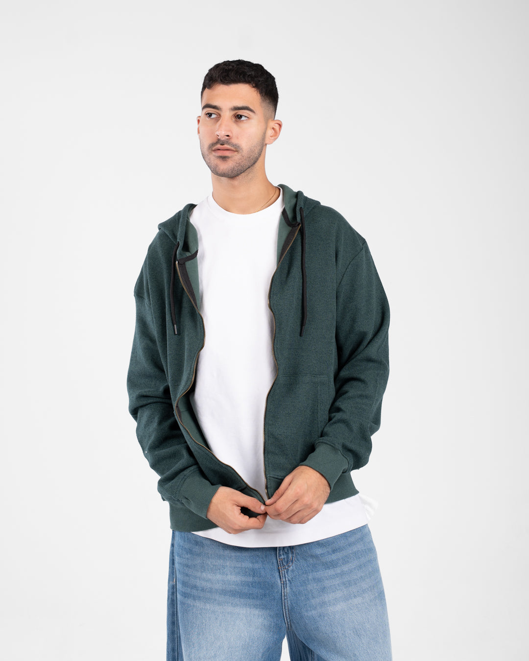 Men Zippered Hoodied Sweatshirt
