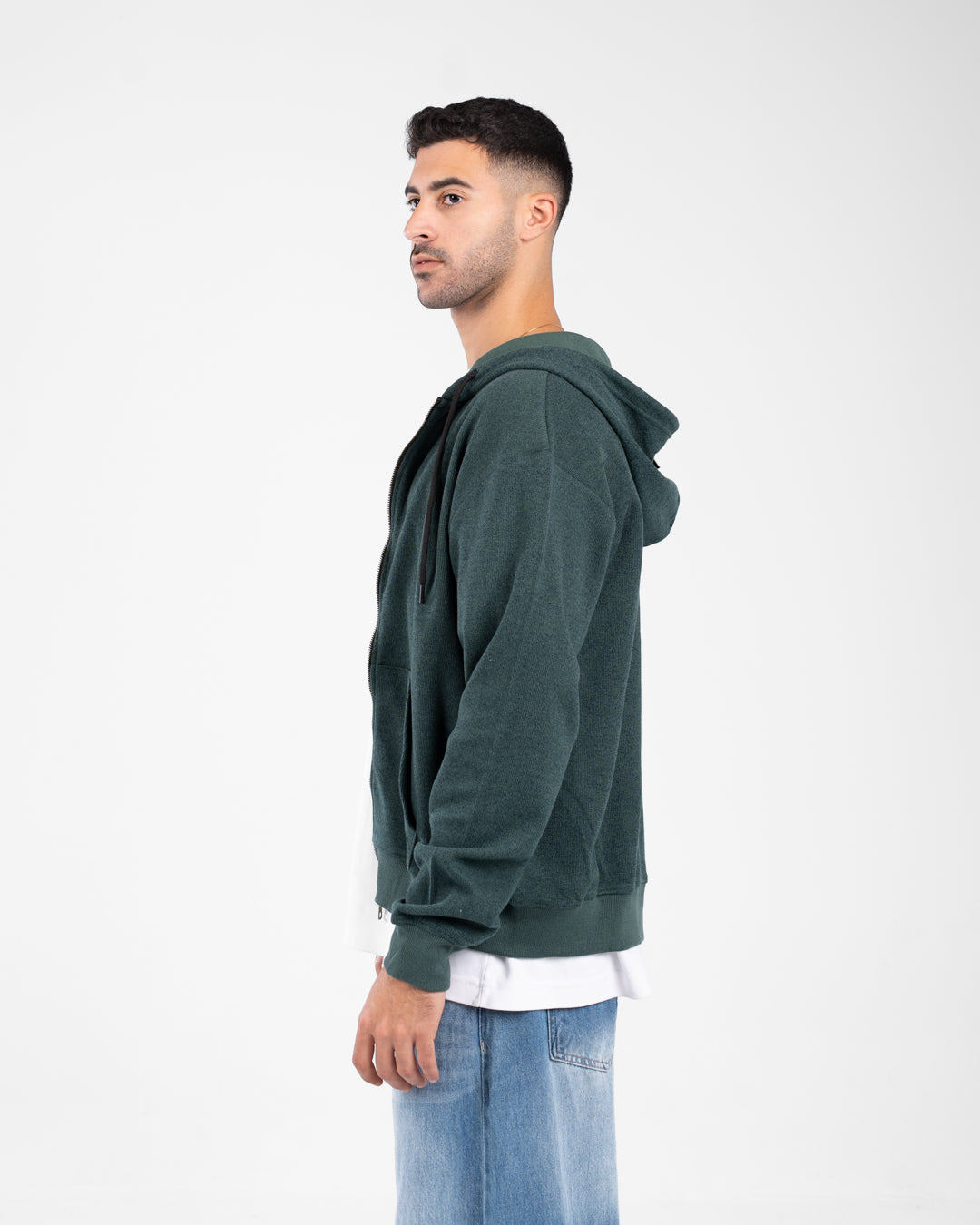 Men Zippered Hoodied Sweatshirt
