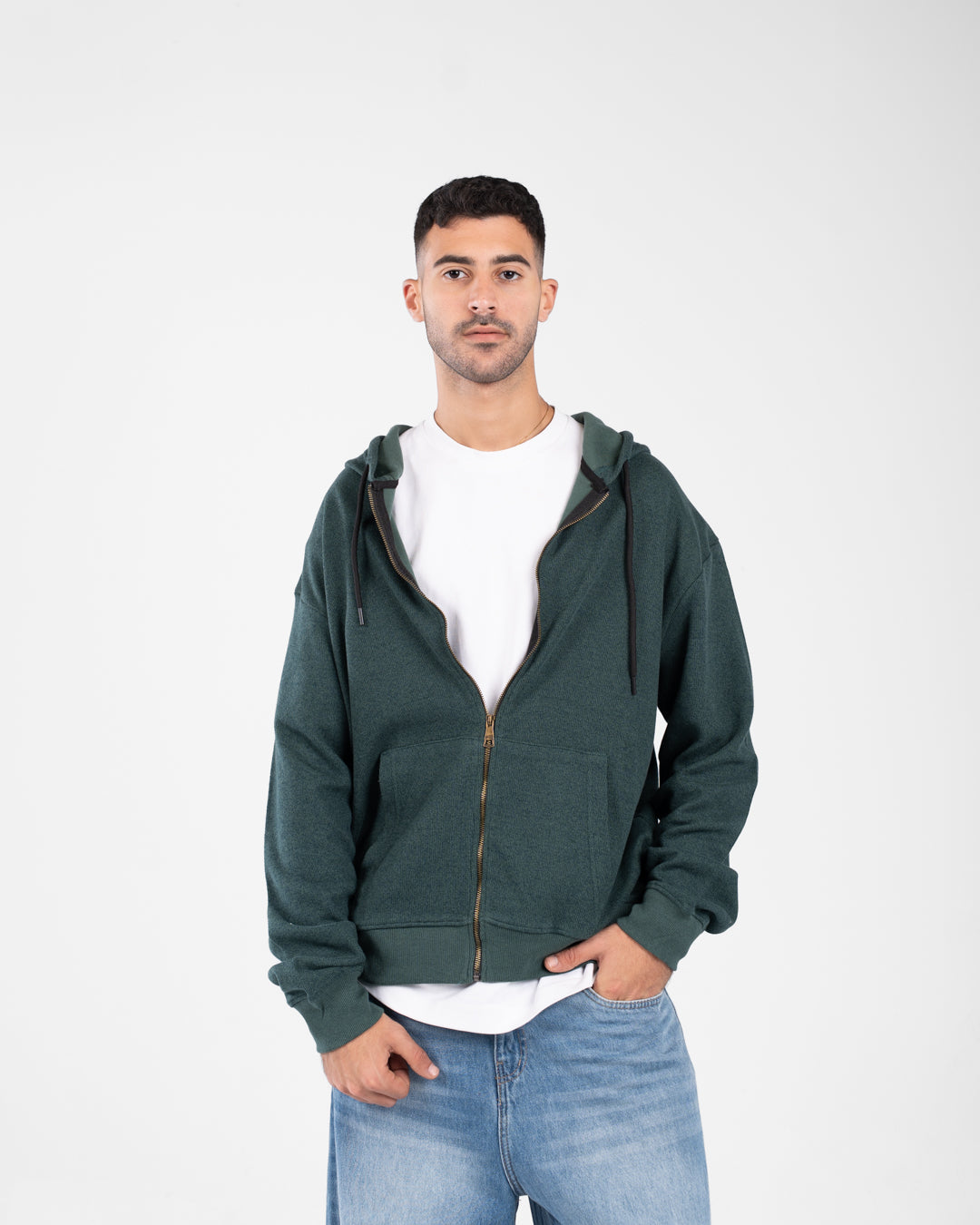 Men Zippered Hoodied Sweatshirt
