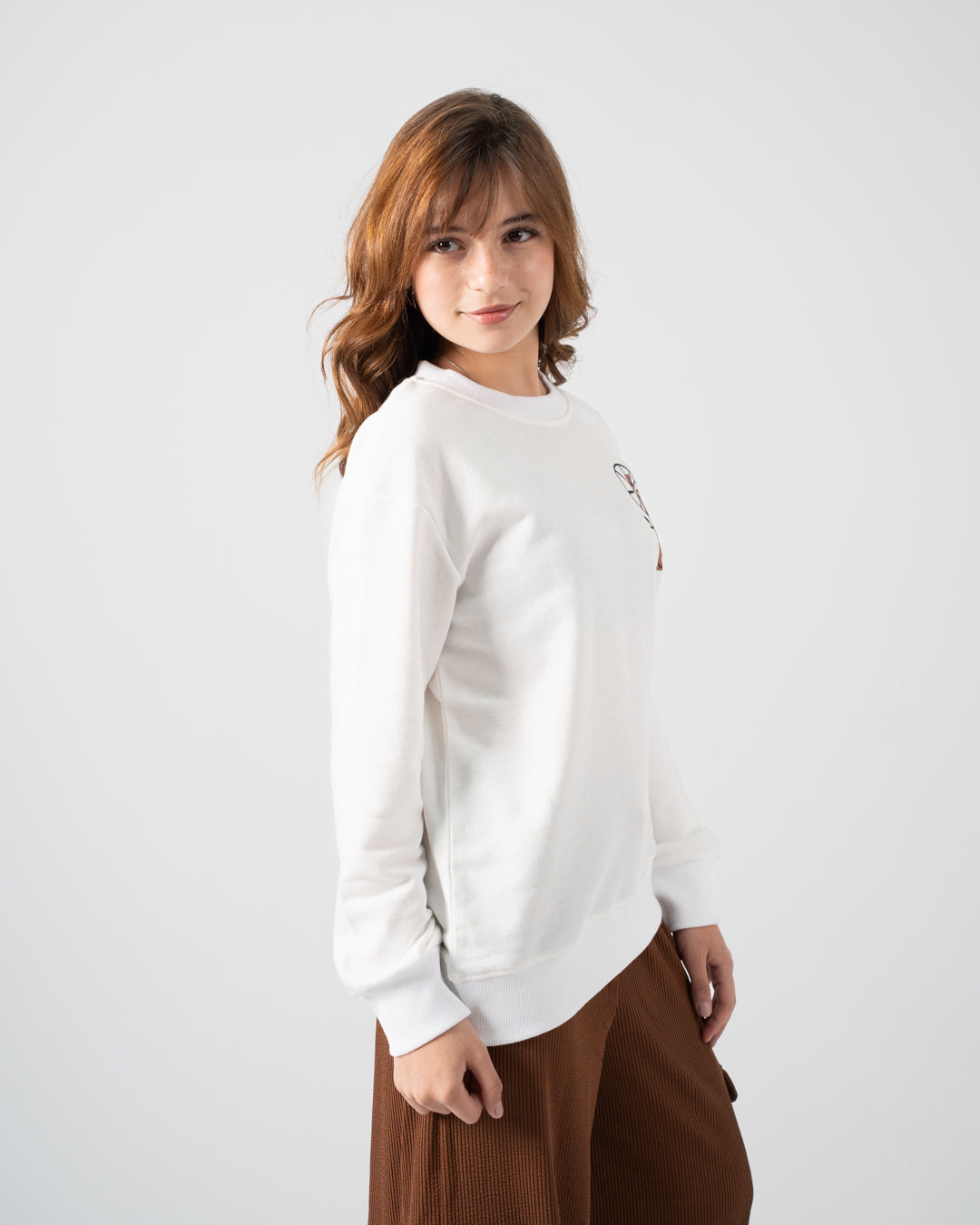 سويت شيرت زهور بناتي برقبة مستديرة