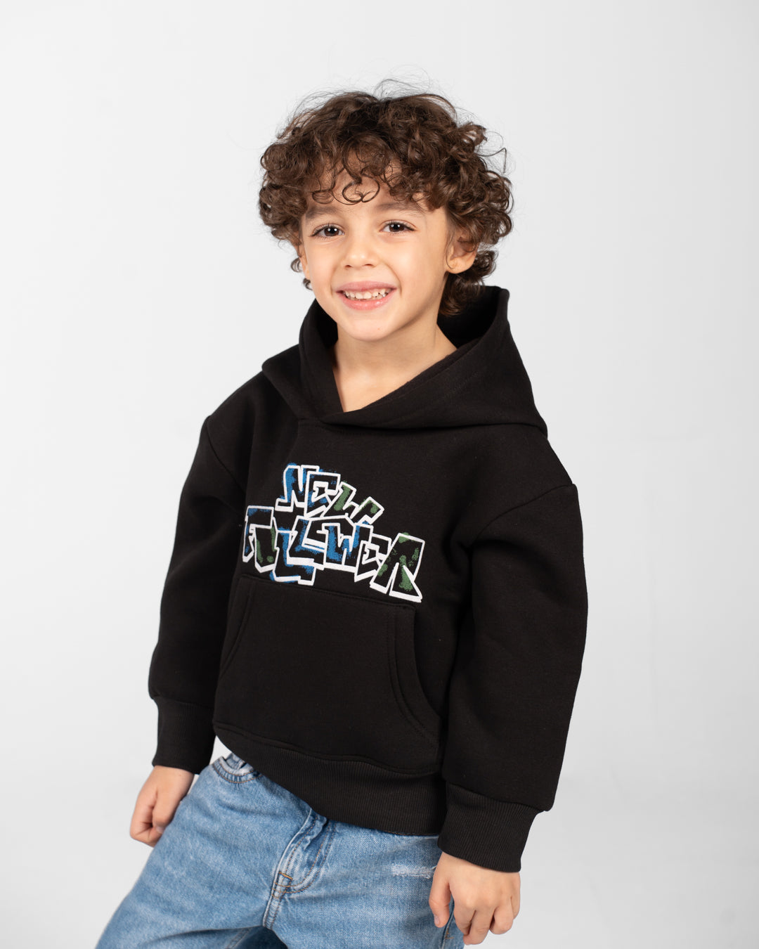 Boys Double Printed Hoodied Sweatshirt