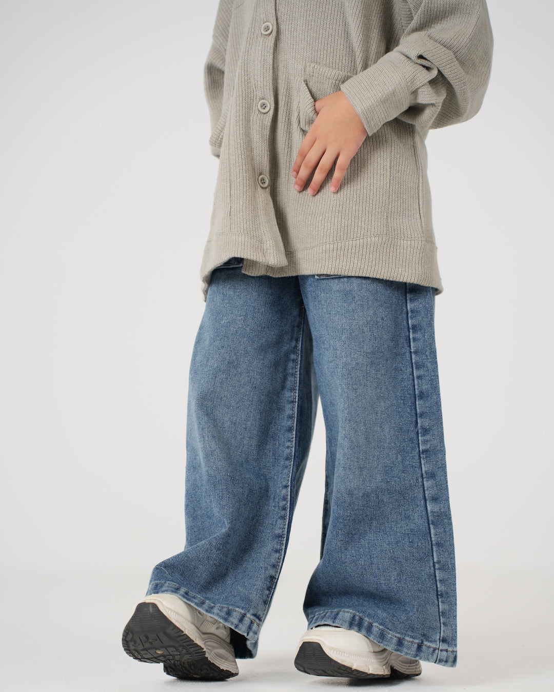 بنطلون جينز بناتي واسع