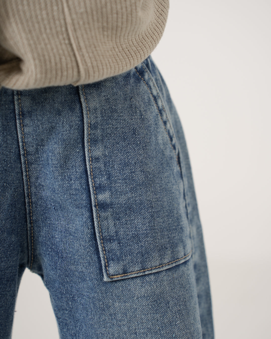 بنطلون جينز بناتي واسع