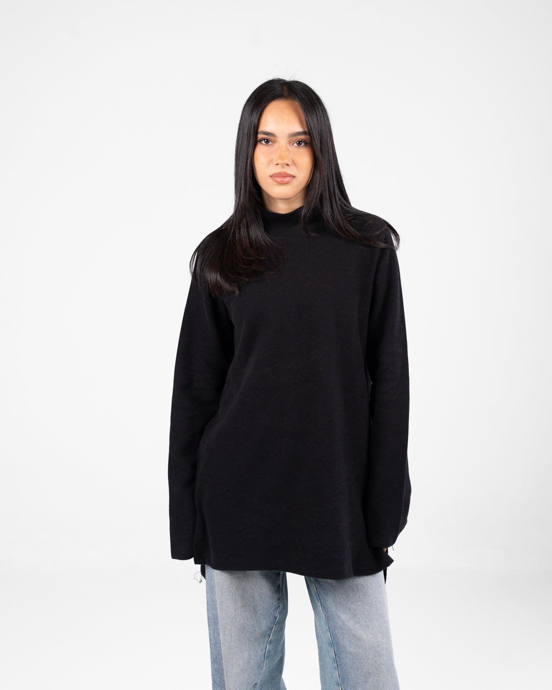 سترة نسائية من الكشمير برقبة عالية