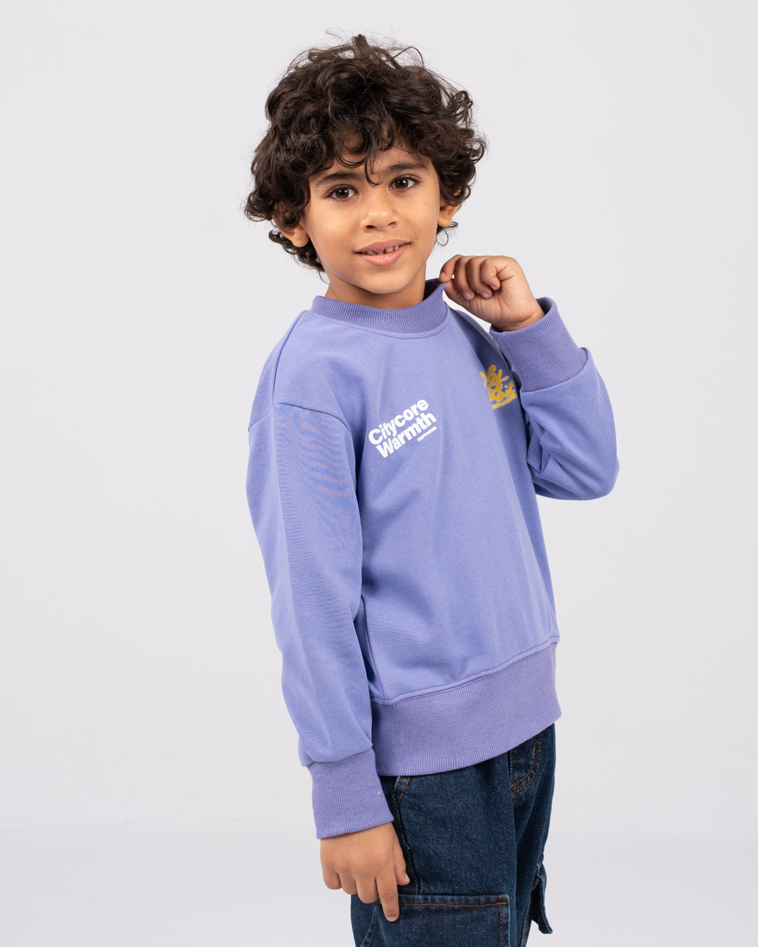 سويت شيرت مطبوع للأولاد برقبة دائرية