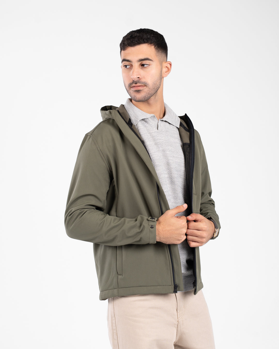 جاكيت رجالي سادة بسحاب