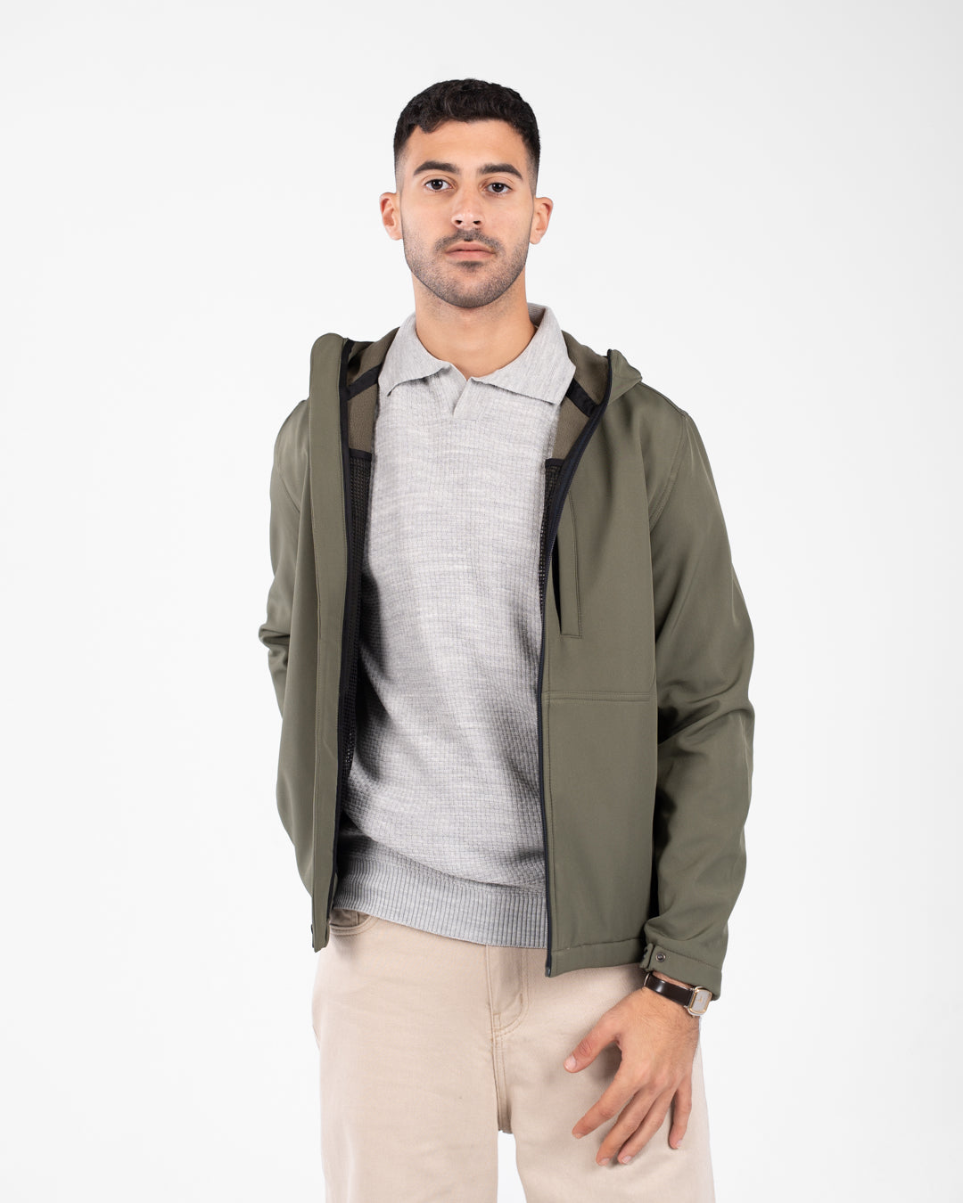 جاكيت رجالي سادة بسحاب