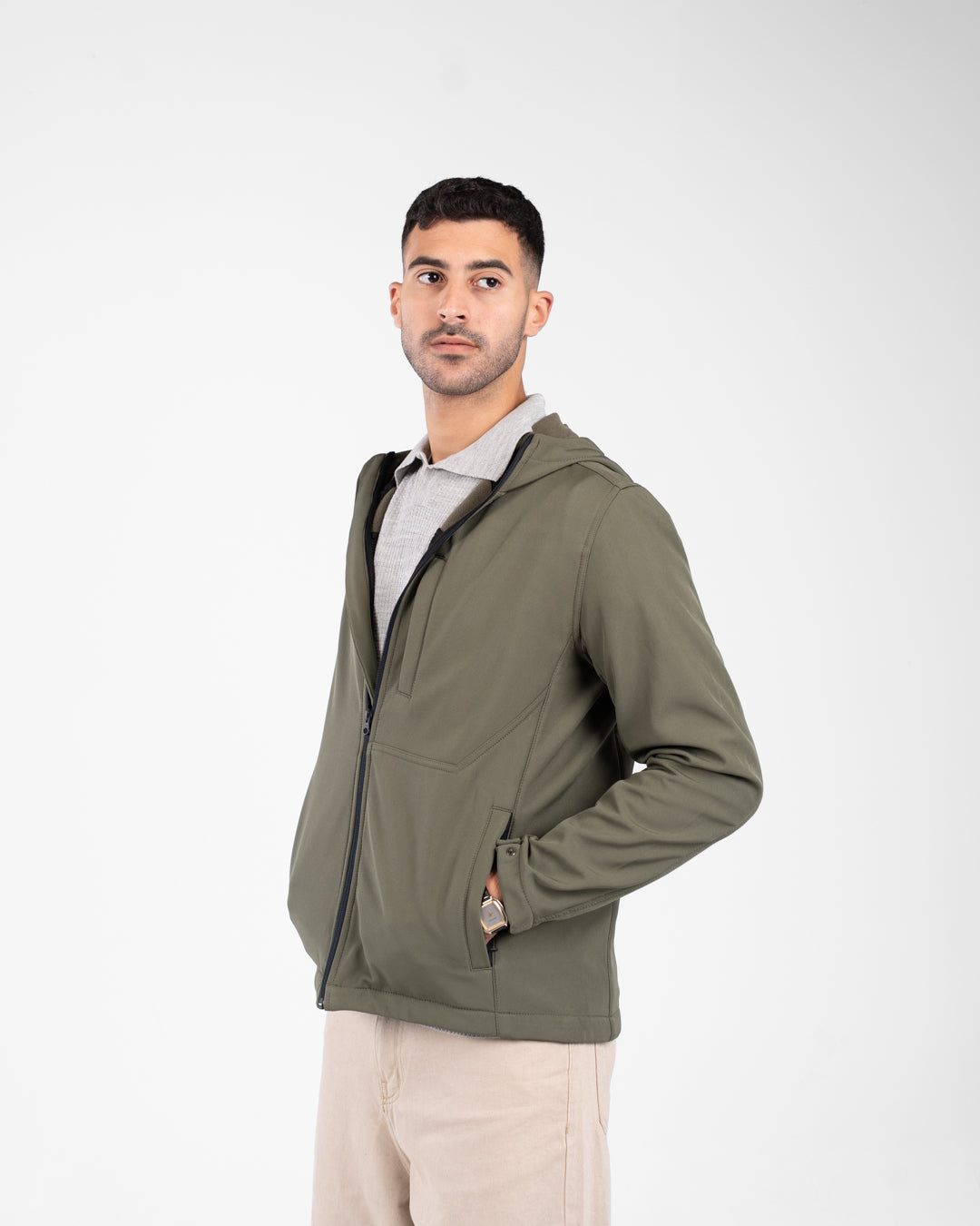 جاكيت رجالي سادة بسحاب