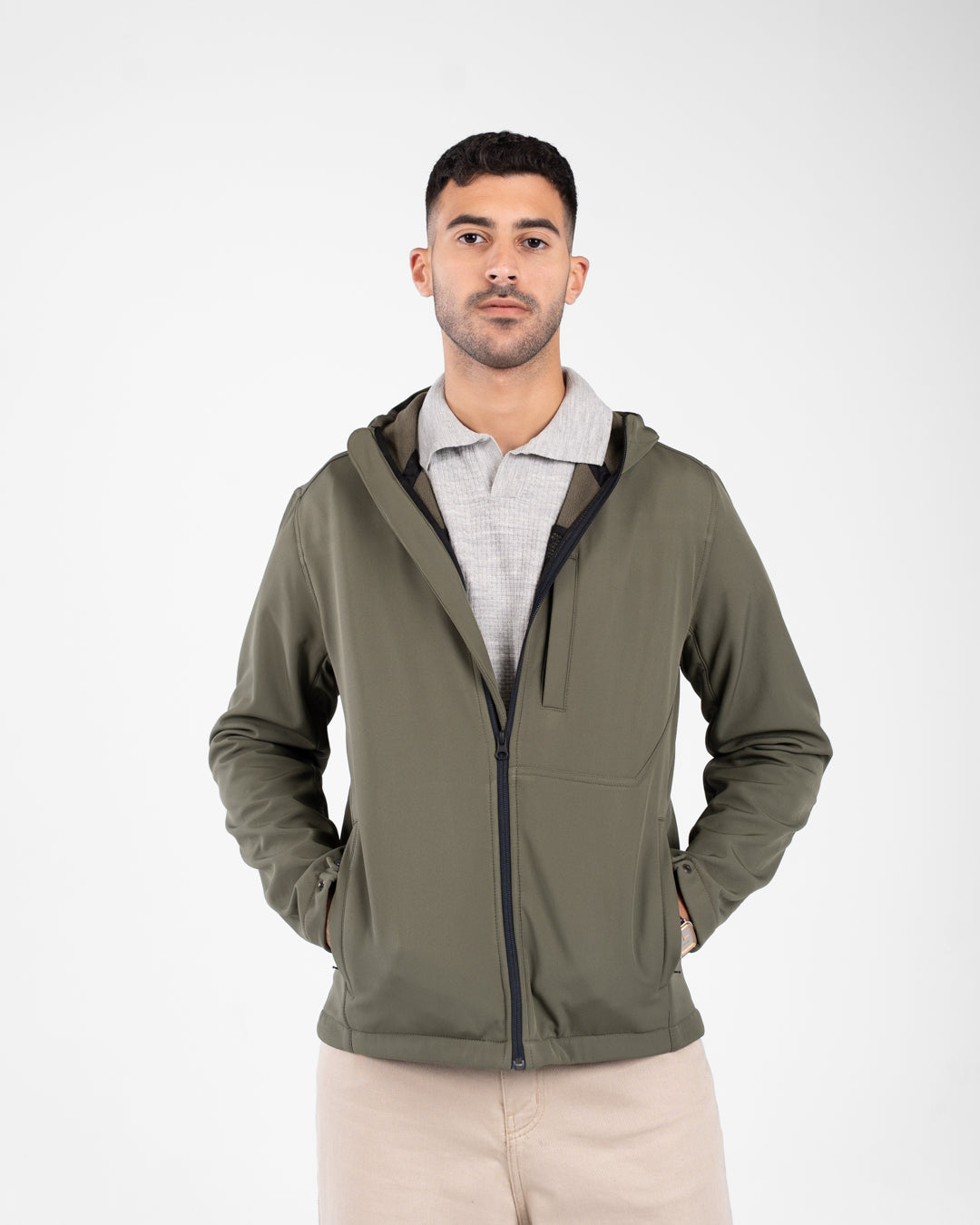 جاكيت رجالي سادة بسحاب