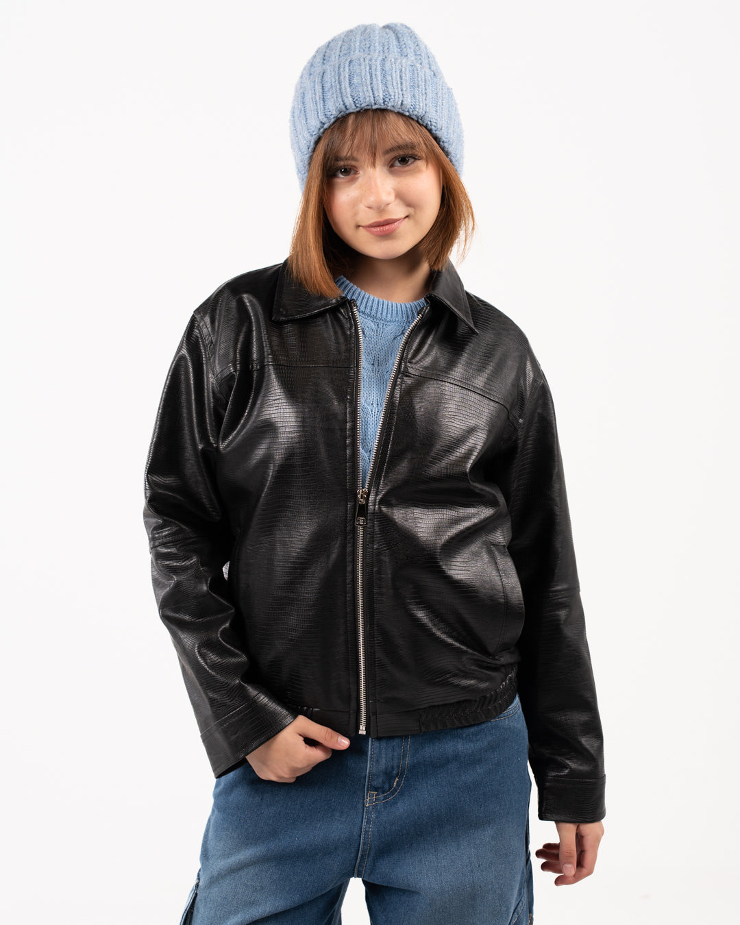 سترة جلدية للبنات