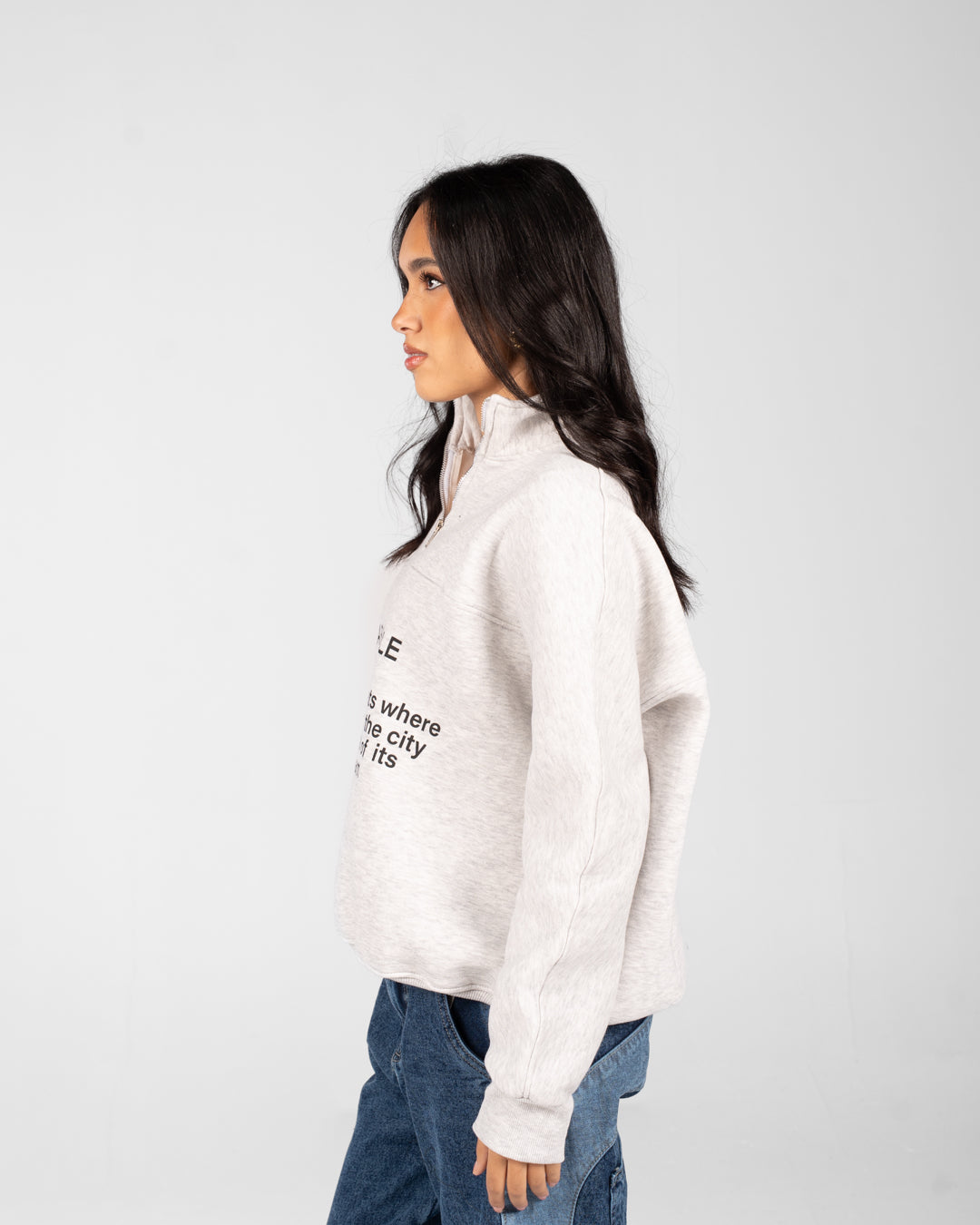 Women Half Zippered Sweatshirt