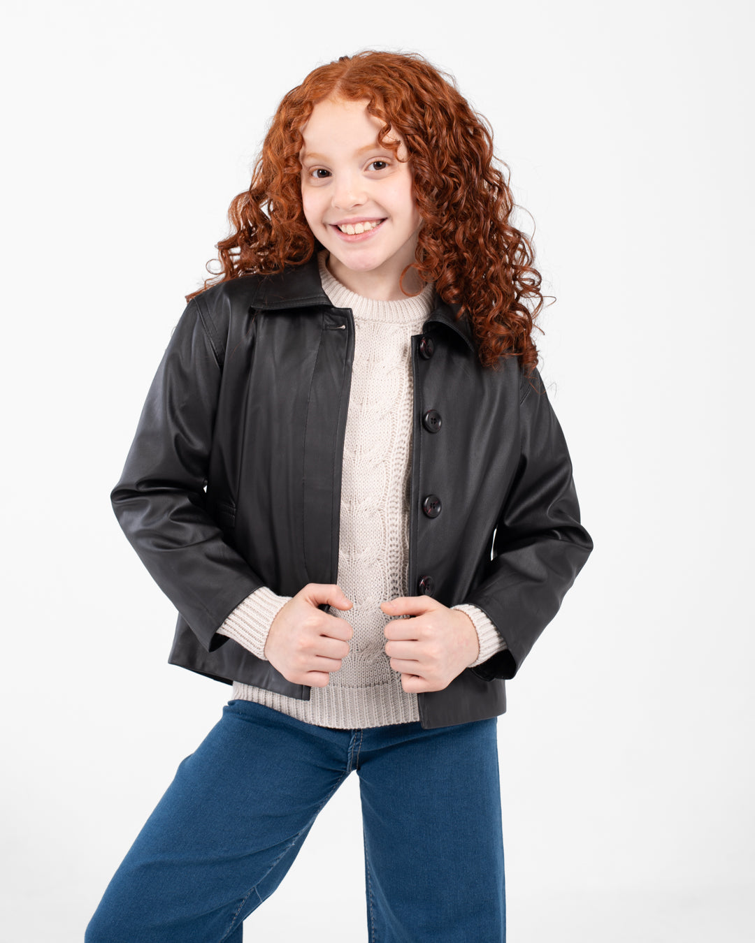 Girls Leather Sweater