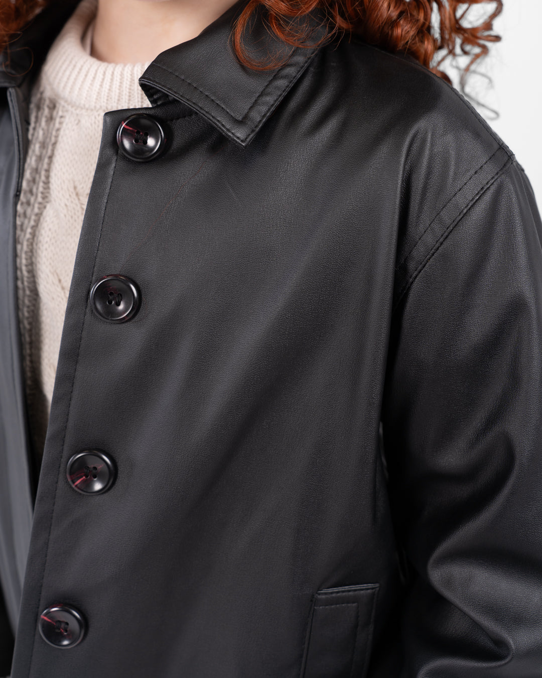 Girls Leather Sweater