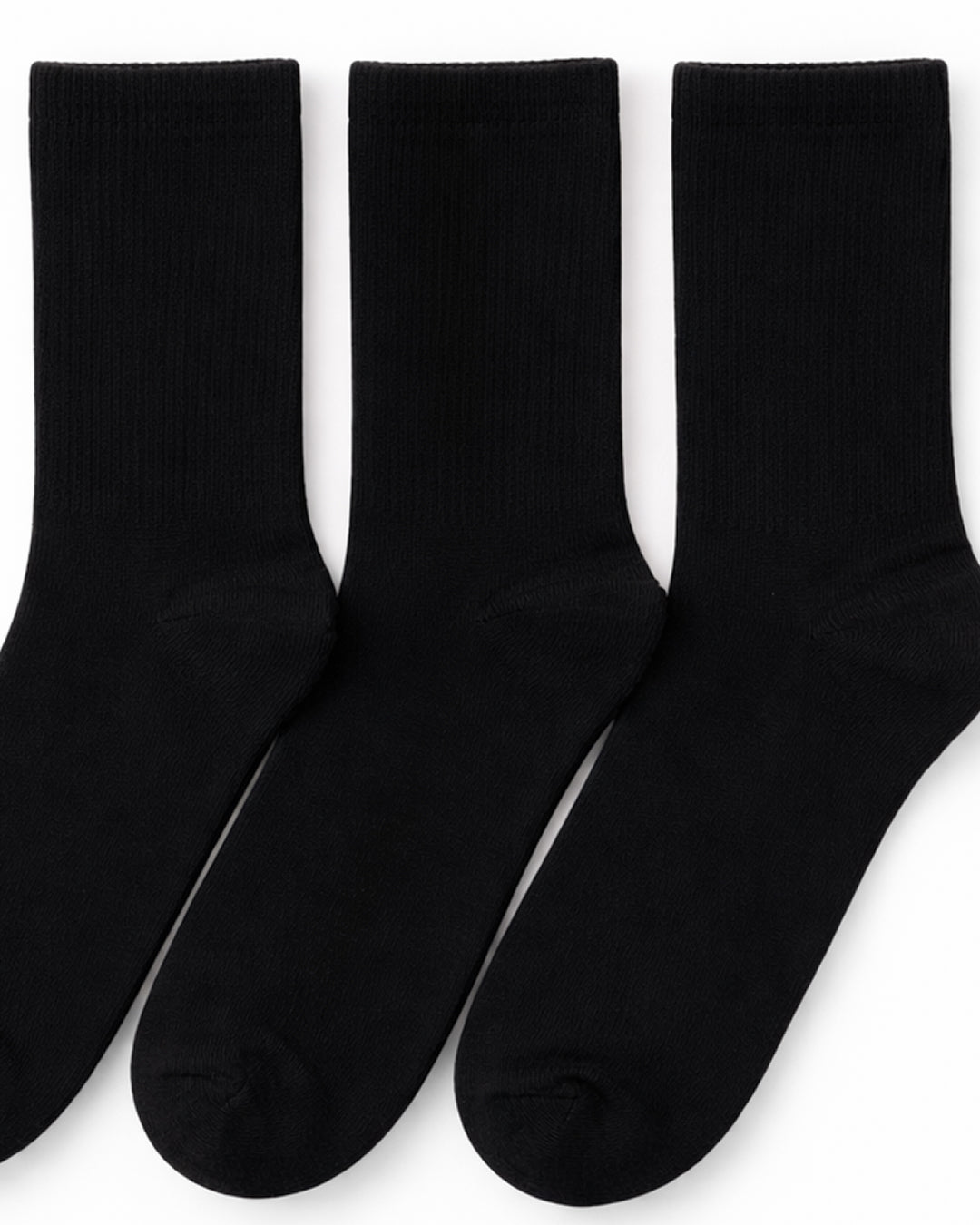 Men Plain Cotton Long Leg Socks Pack3