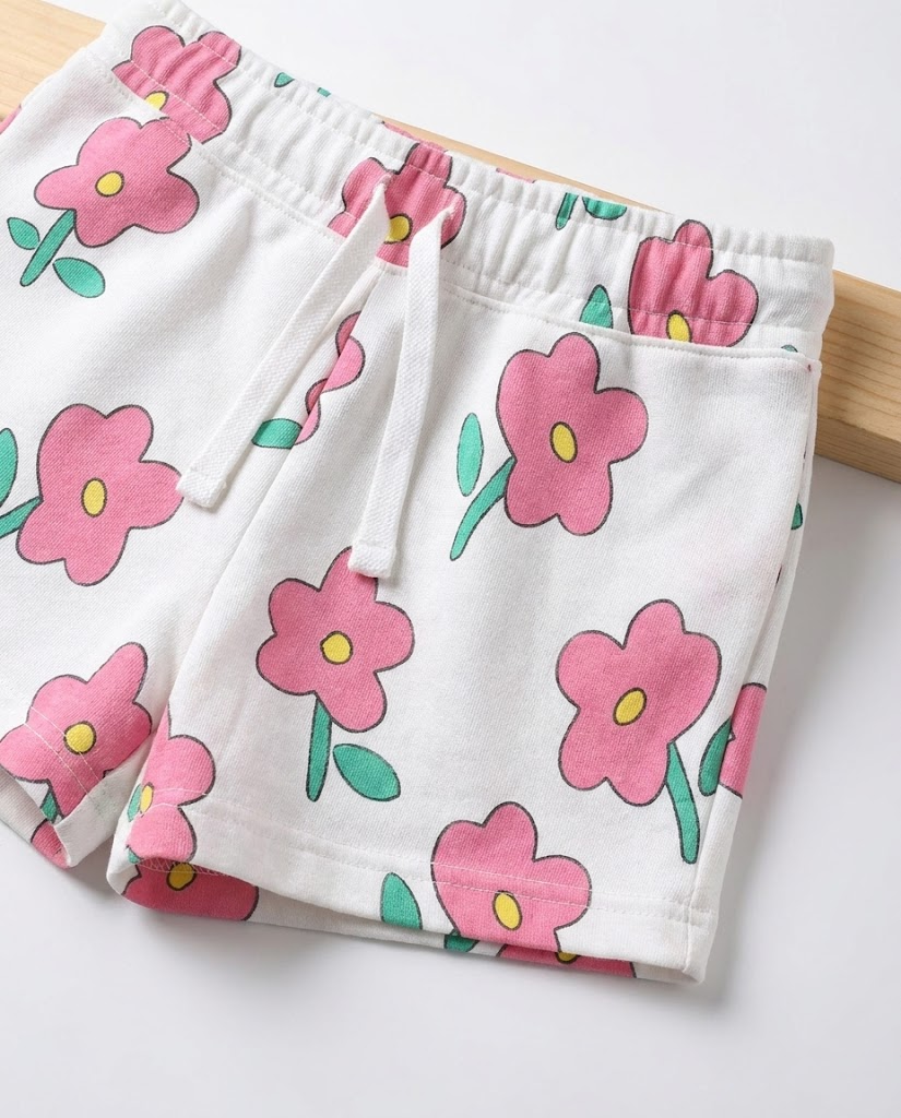 Girls Printed Flowers Short