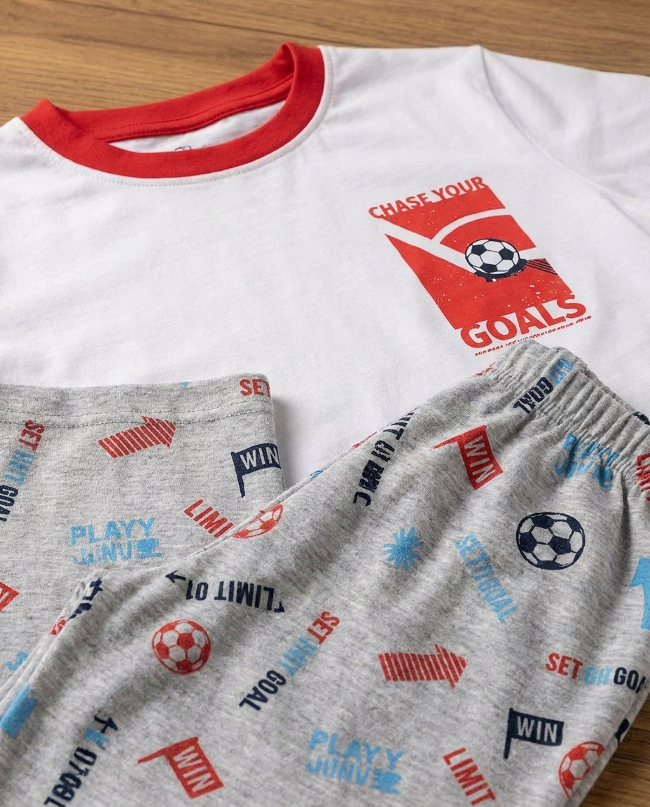 Boys Printed Half Sleeves Pyjama W/Pants