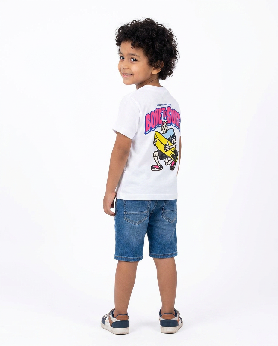 Printed Bone To Surf Half Sleeves T-shirt