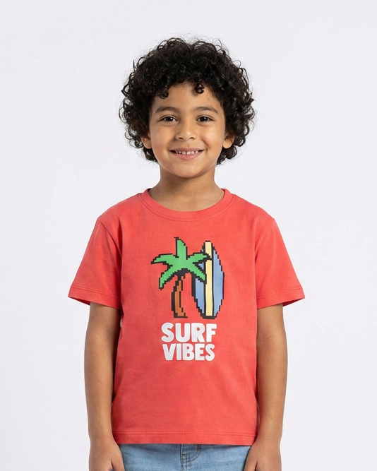 Boys Printed Surf Vibes Half Sleeves T-shirt