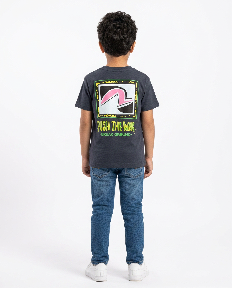 Boys Printed Push The Wave Half Sleeves T-shirt