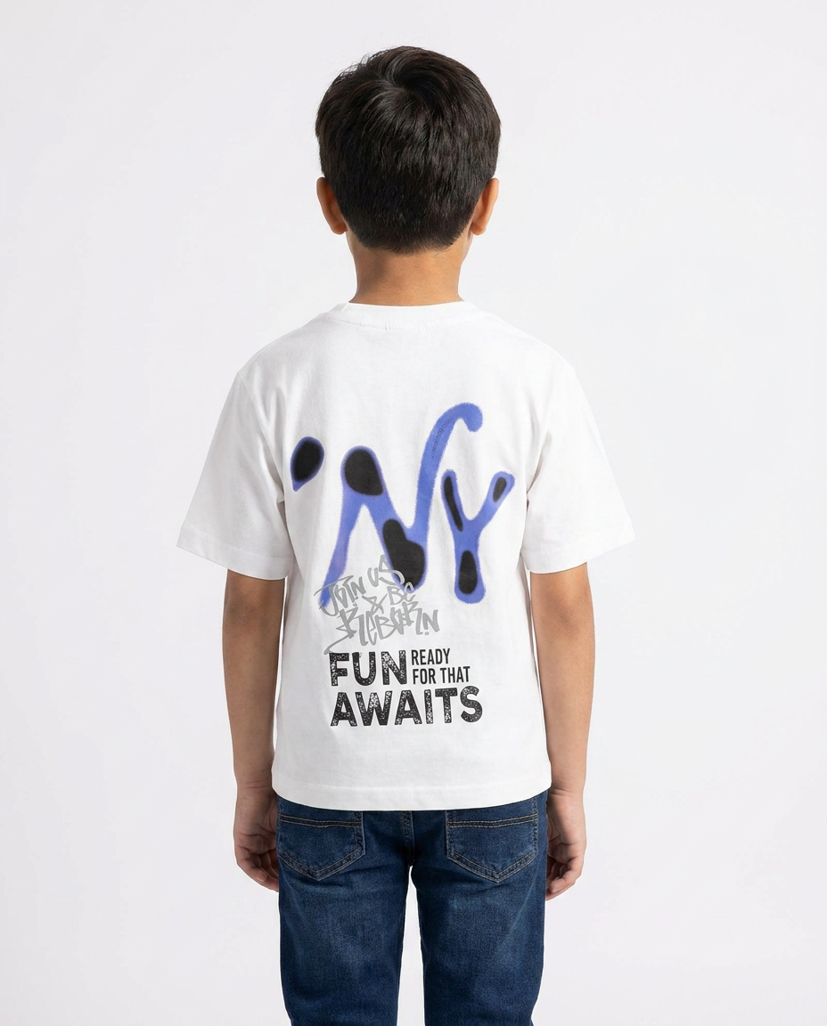 Boys Printed Fun Awaits Half Sleeves T-shirt