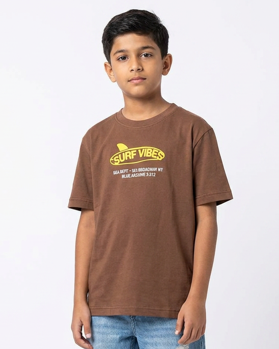 Boys Printed Surf Vibs Half Sleeves T-shirt