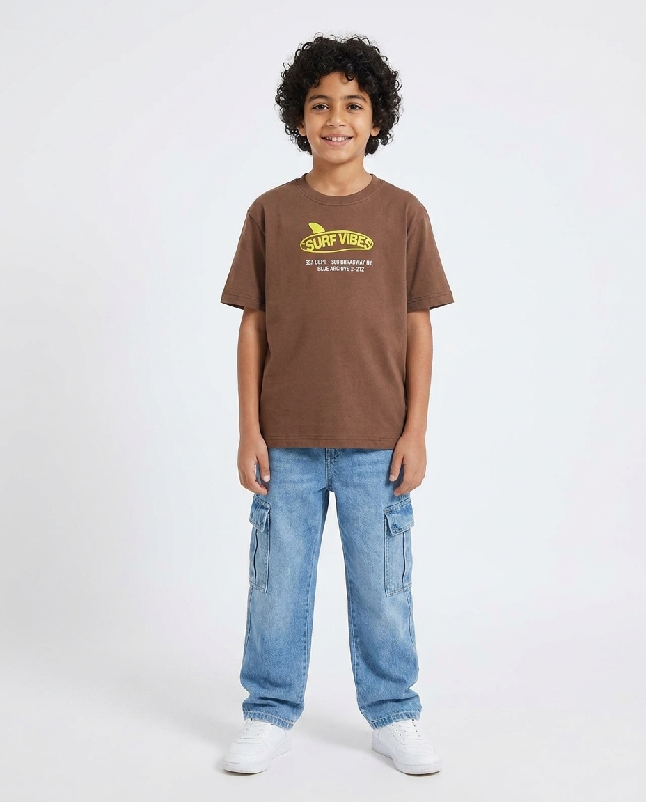 Boys Printed Surf Vibs Half Sleeves T-shirt