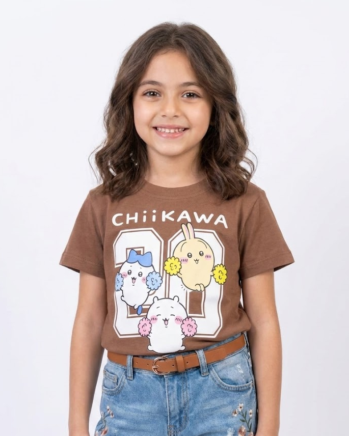 Girls Printed Chiikawa Half Sleeves T-shirt