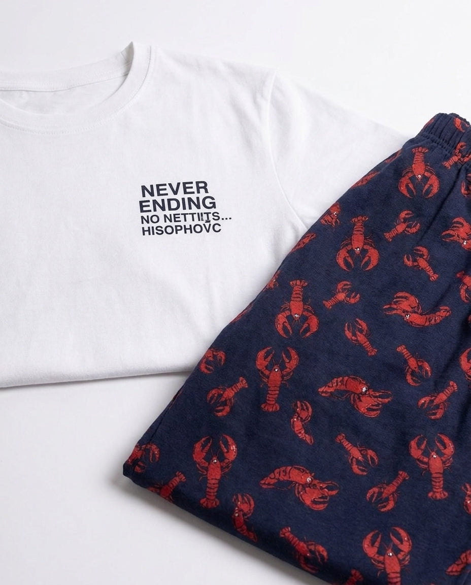 Men Plian Half Sleeves Top & Printed Pant Pyjama