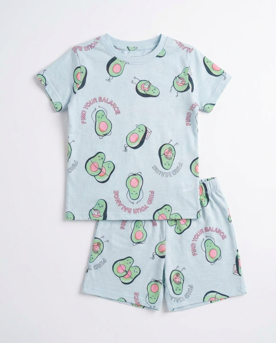 Girls Printed Half Sleeves Pyjama W/short