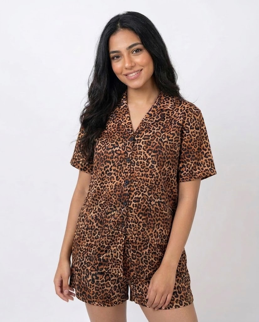 Leopard Print Short Pajama Set