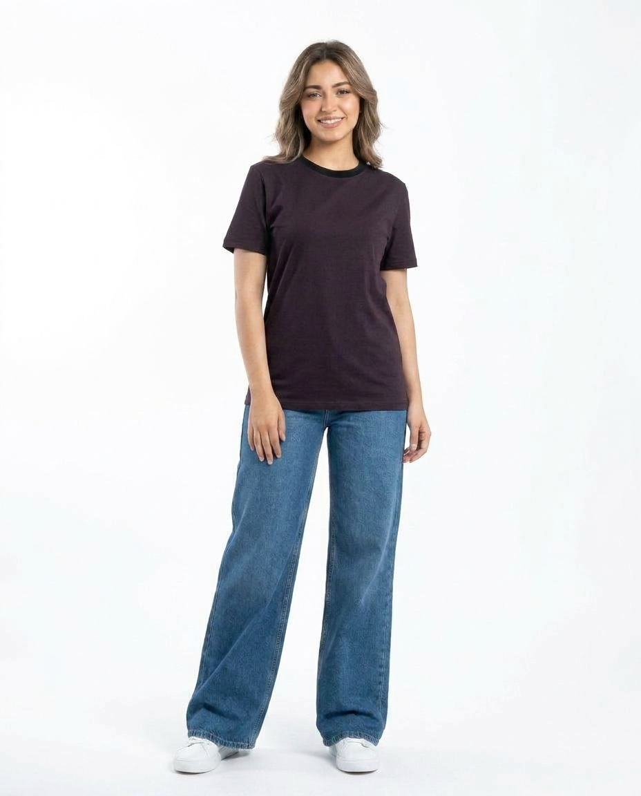Women Plain Half Sleeves T-shirt