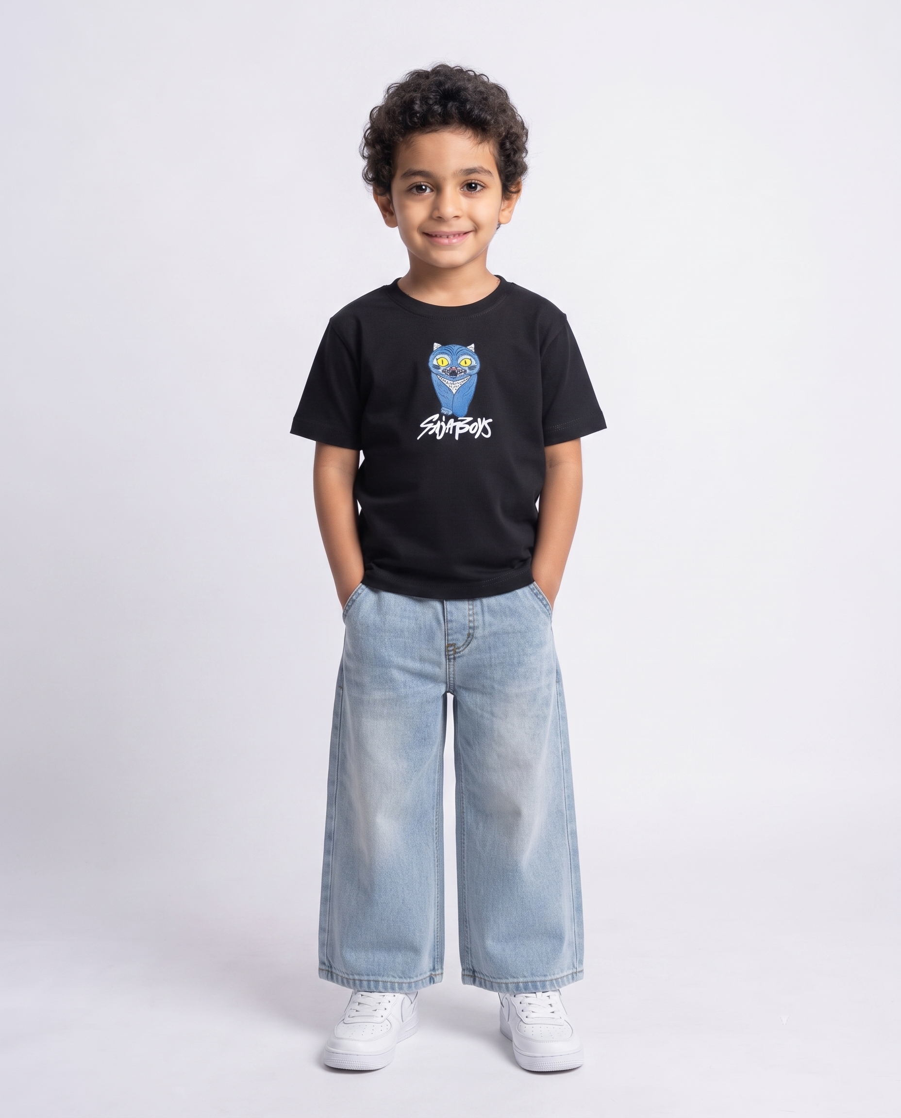 Boys Printed Derpy Tiger Half Sleeves T-shirt