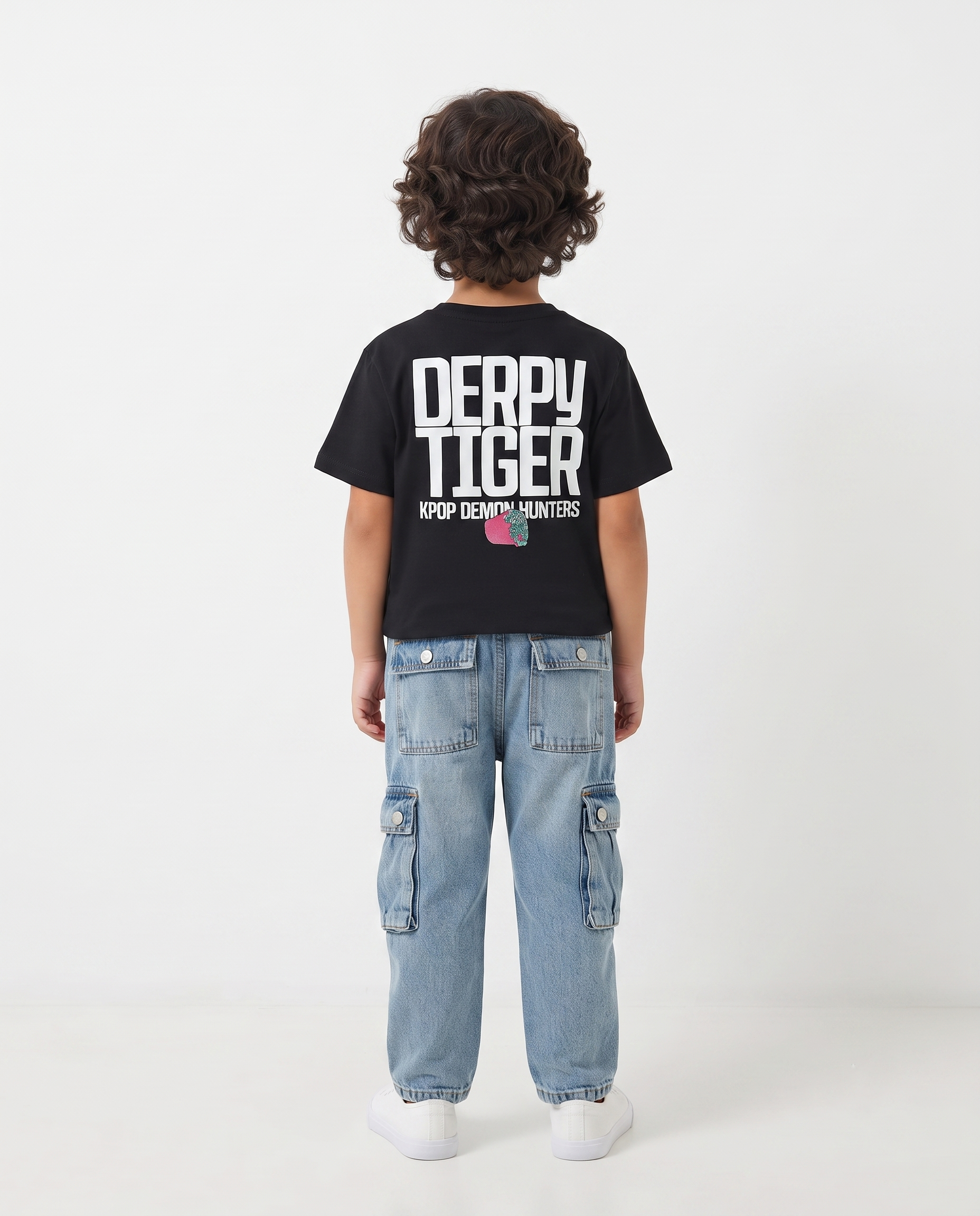 Boys Printed Derpy Tiger Half Sleeves T-shirt