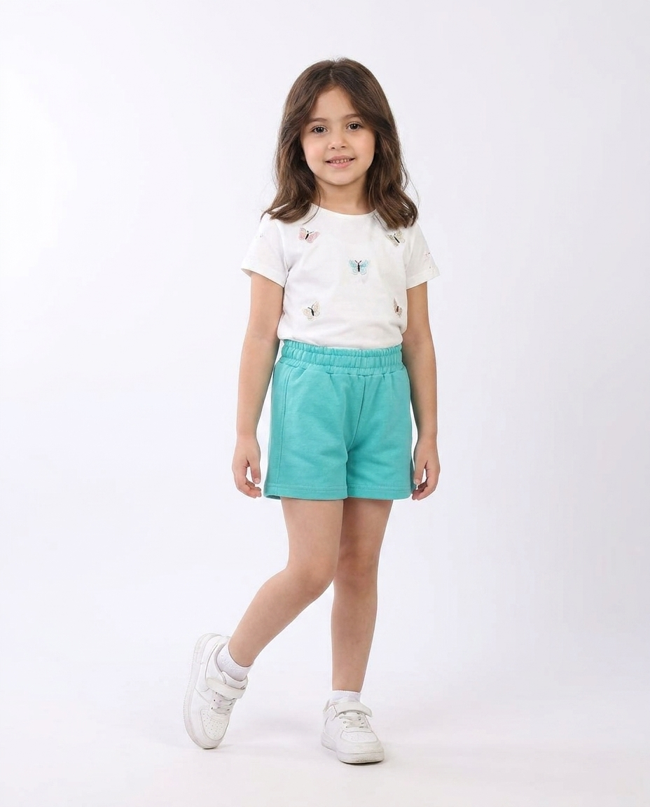 Girls Plain Summer Melton Short