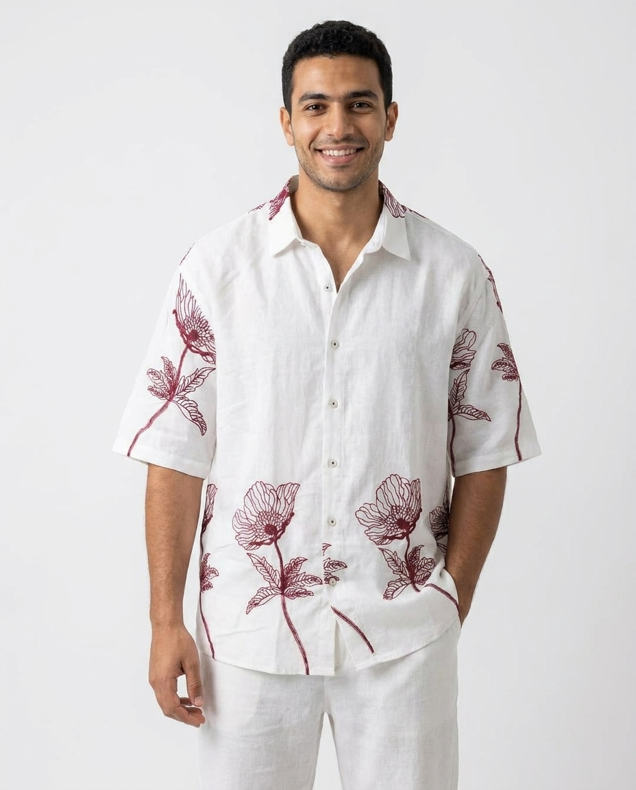 Men Embroidered Half Sleeves Shirt