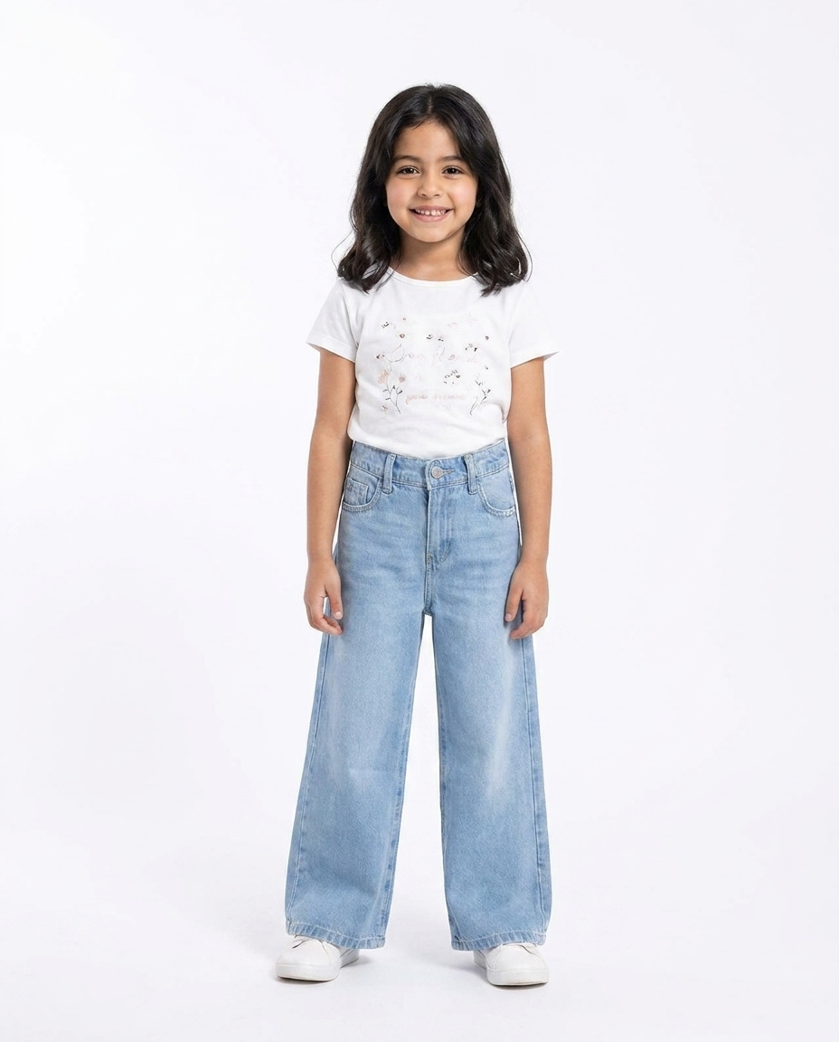Girls Jeans Pant Wide Leg Fit