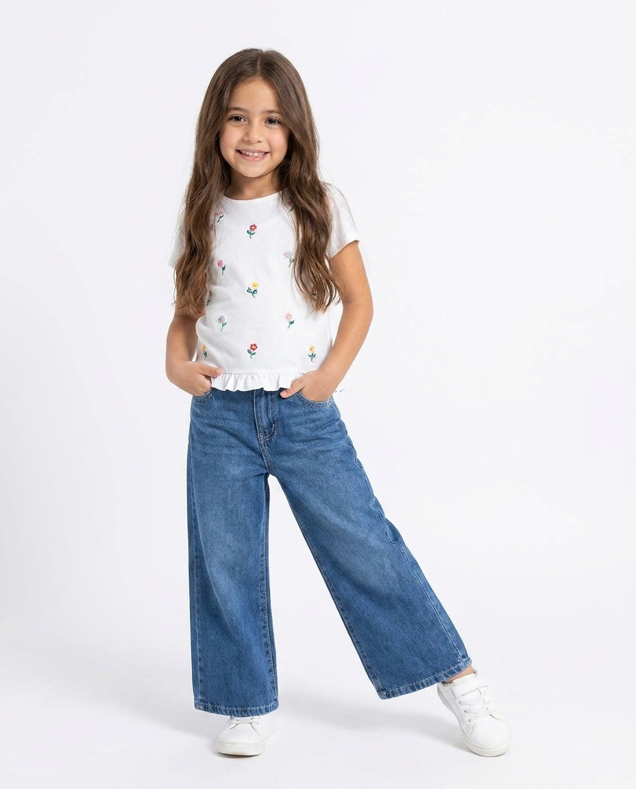 Girls Jeans Pant Wide Leg Fit