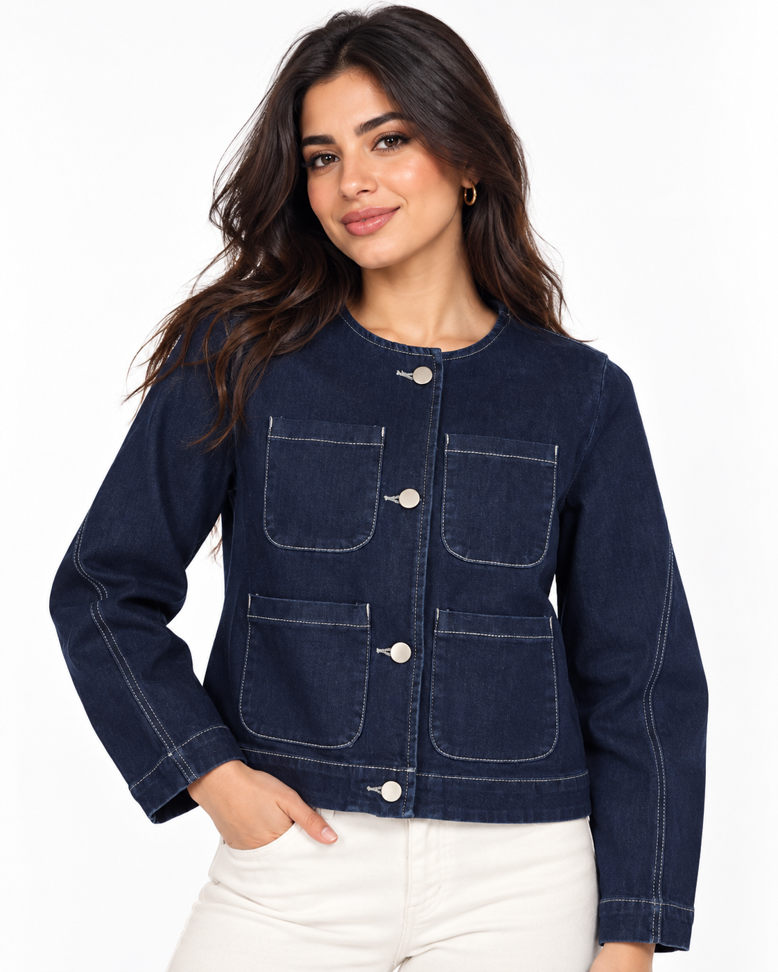 Women Plain 4Pocket Jeans Jacket