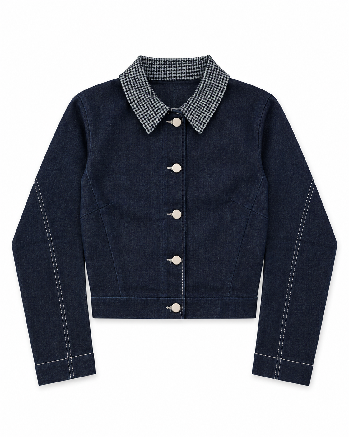 Women Plain Jeans Jacket W/Buttons