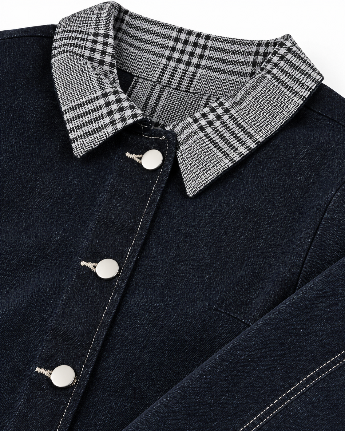 Women Plain Jeans Jacket W/Buttons