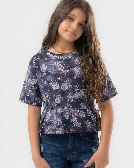 Girls Printed Half Sleeves Blouse