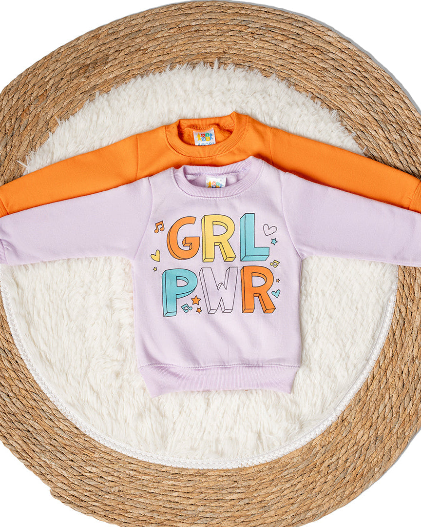 سويت شيرت بيبي بناتي مطبوع Grl Pwr