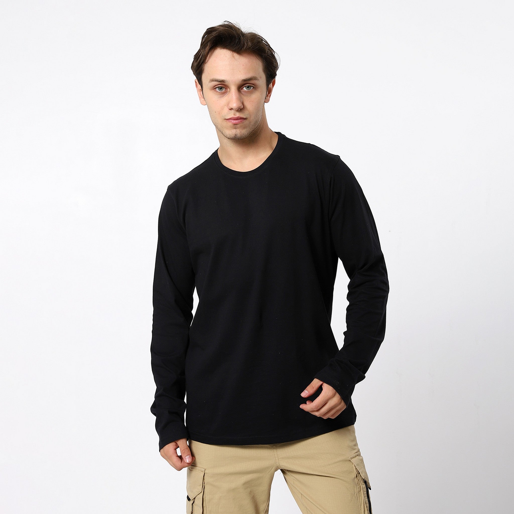 Long Sleeves Basic Black Tees