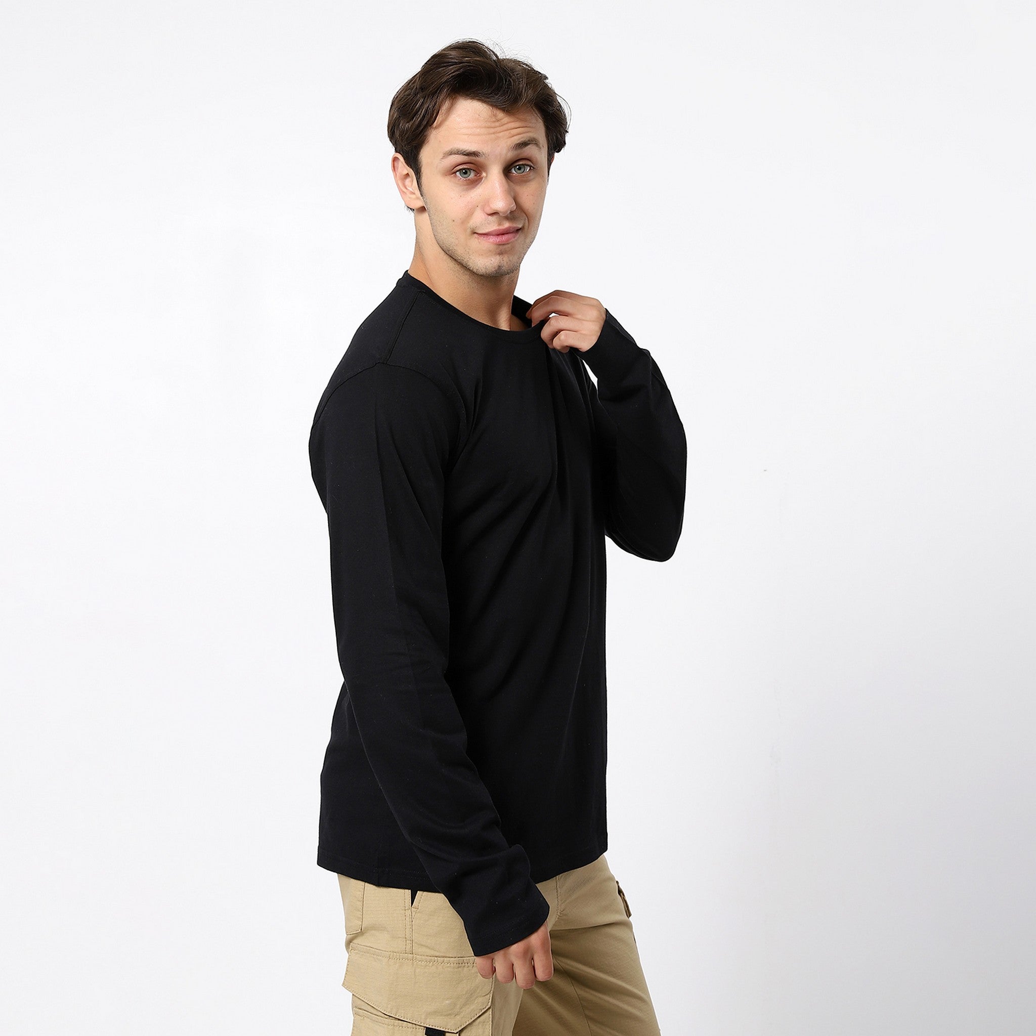 Long Sleeves Basic Black Tees