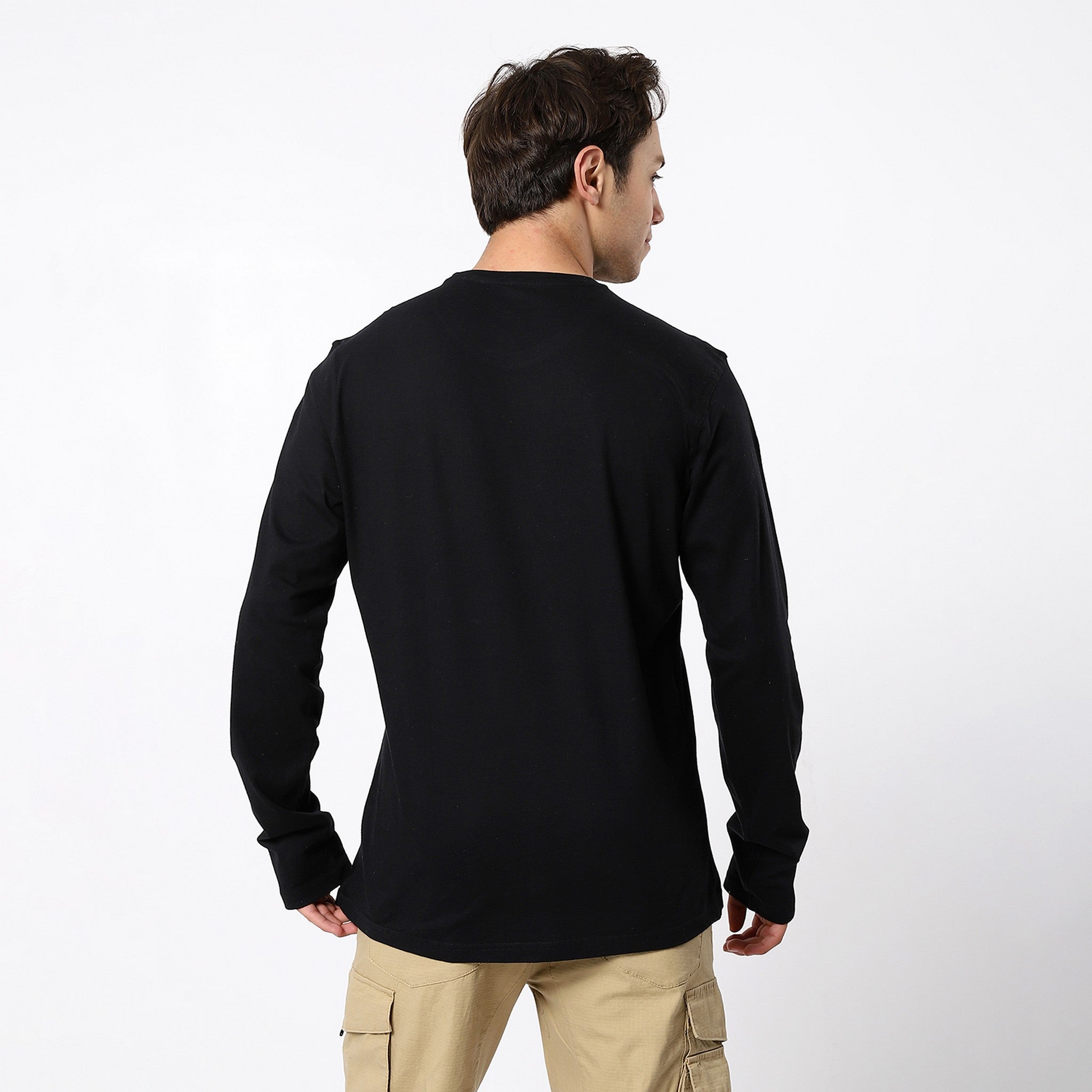 Long Sleeves Basic Black Tees