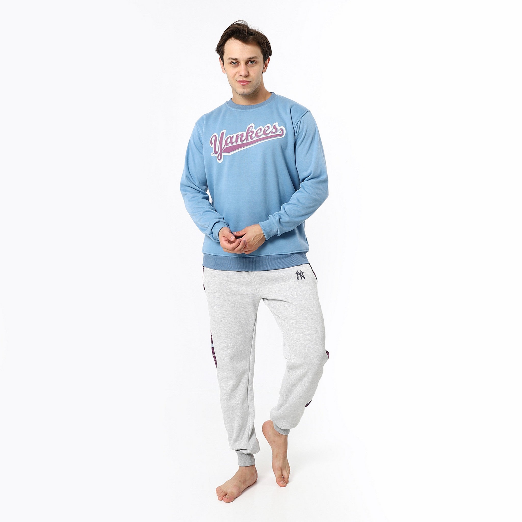 Printed Sky Blue Trendy Pajama Set