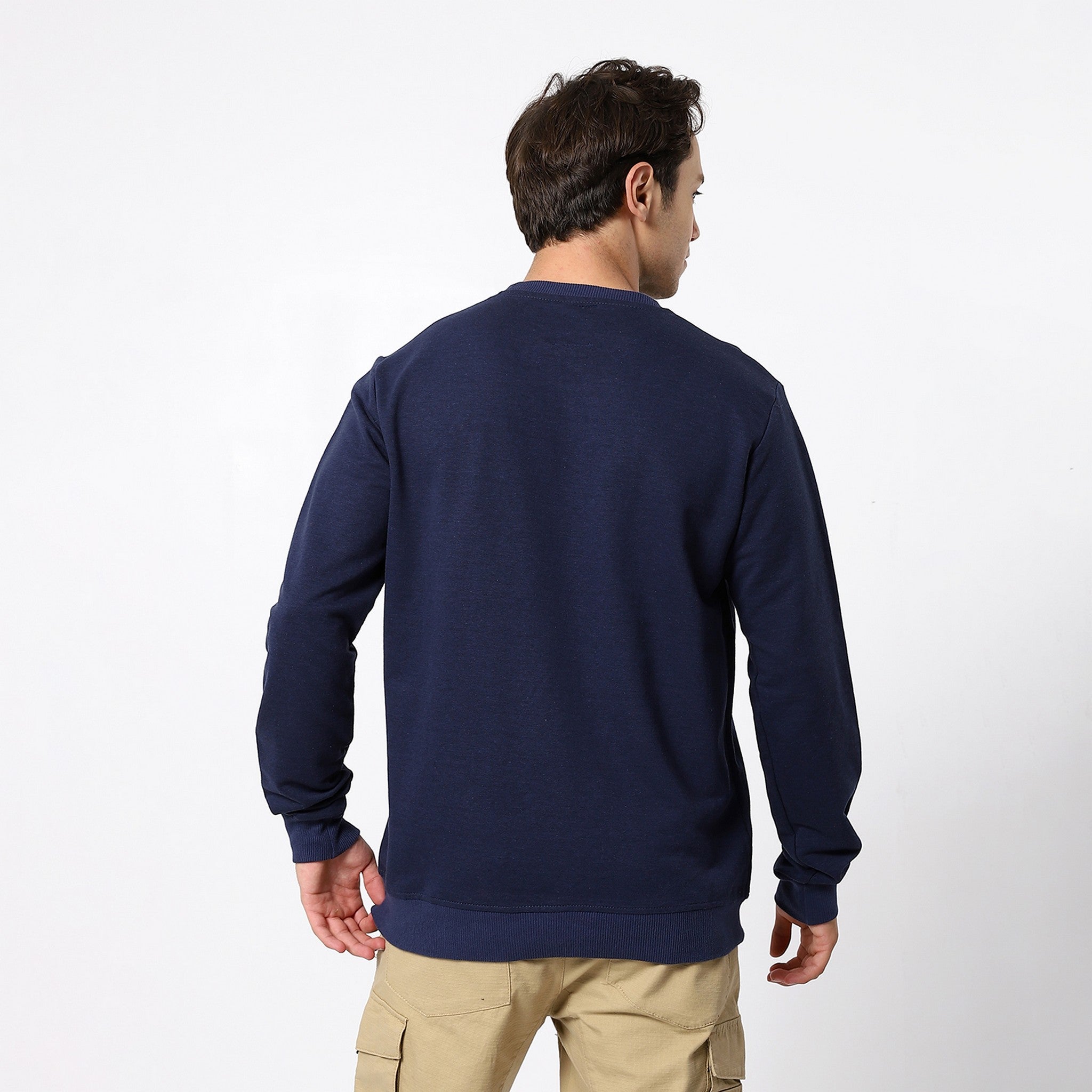 Basic Plain Navy Blue Sweatshirt