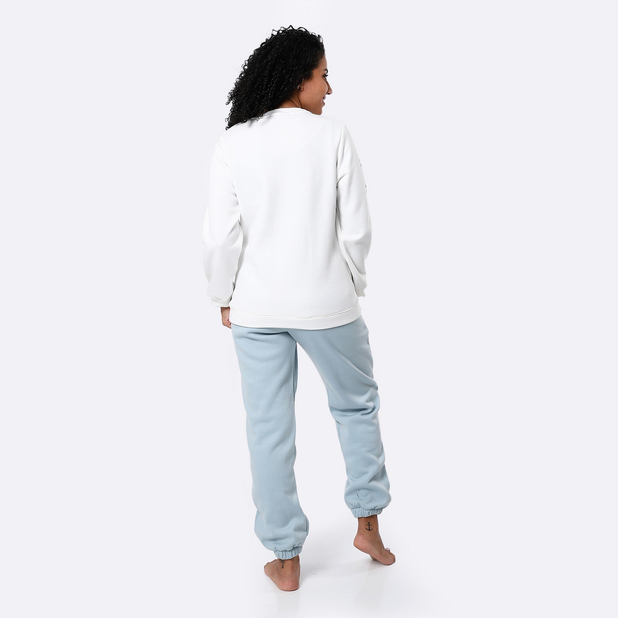 Plain White & Pale Sky Blue Pajama Set