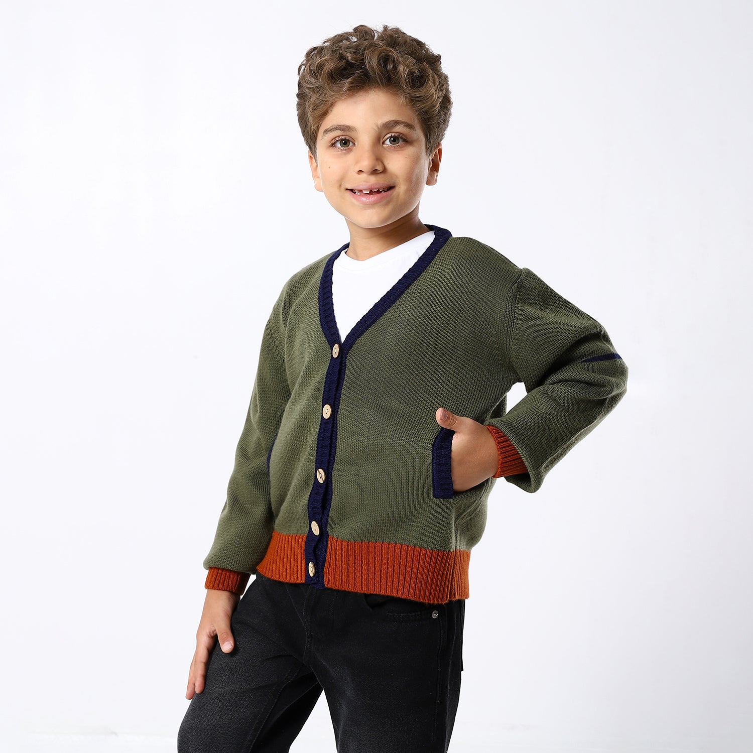 Boys Button-up Olive Jacket