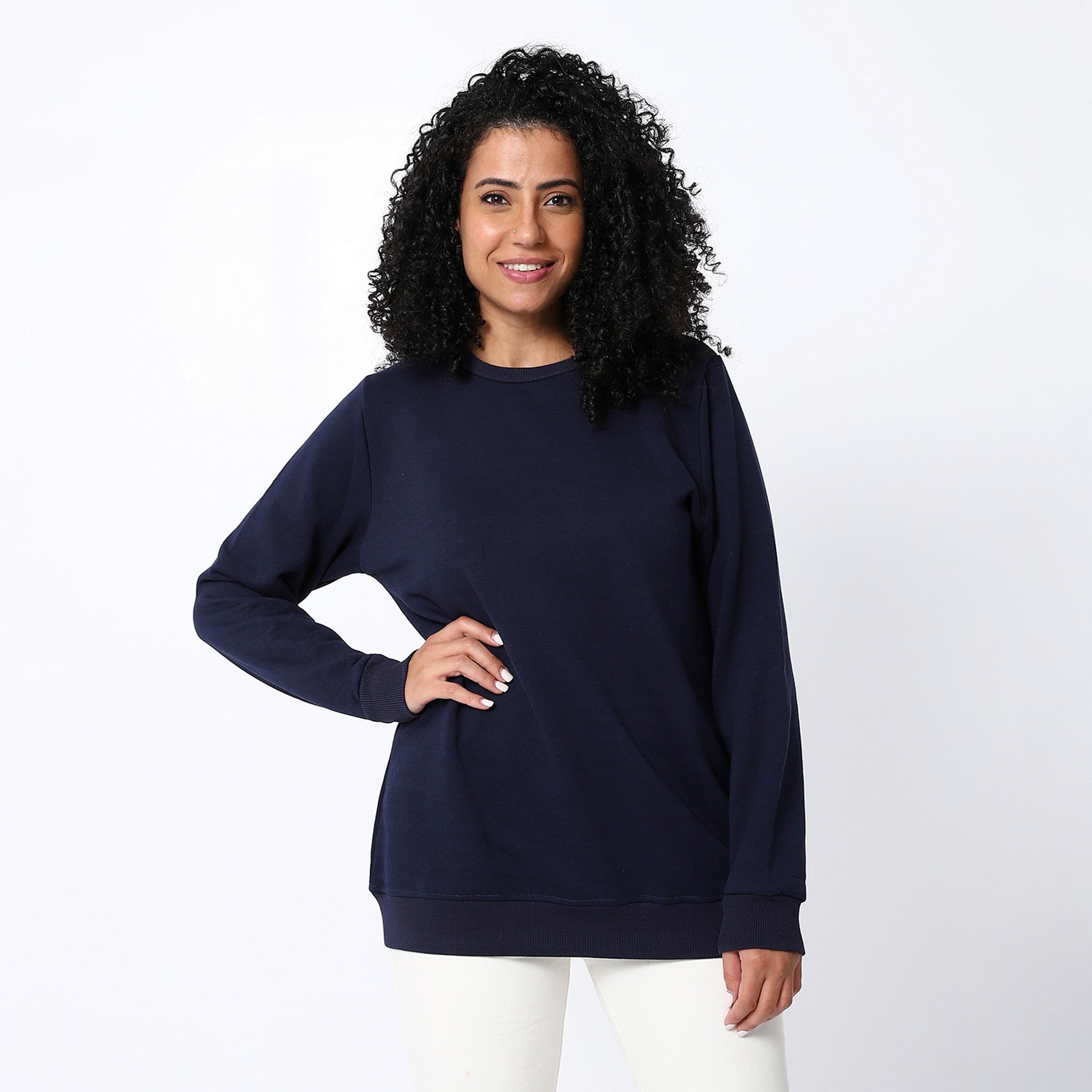 Solid Comfy Navy Blue Sweatshirt